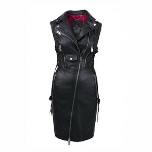 DIESEL leather biker dress small